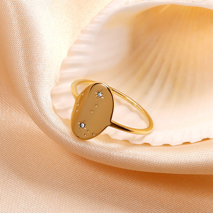 Wholesale Stainless Steel Gold-plated Oval Raindrop Rings